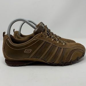 Skechers 47844 Women Brown Leather Lace Up Sneaker